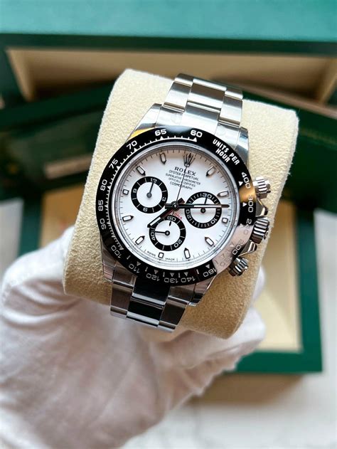 rolex daytona white face panda|daytona panda rolex price.